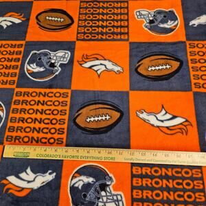 NFL Broncos Fleece Fabric 50x60" Football Orange Navy 2002 Vintage Fan Crafts
